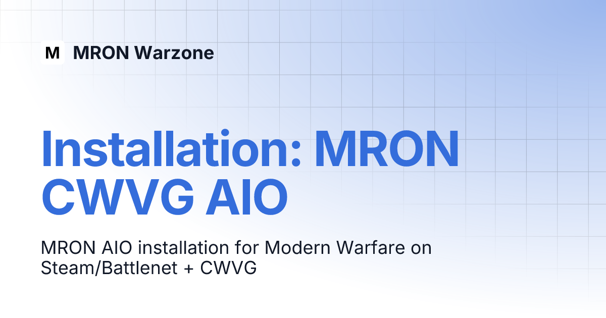 Installation mron cwvg aio mron warzone